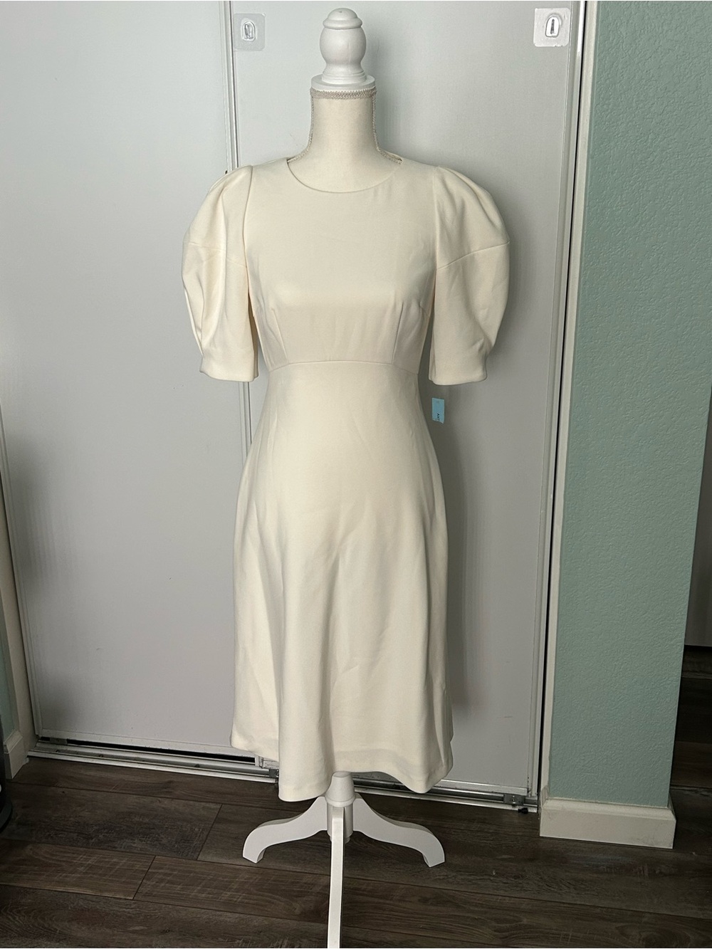ANTONIO MELANI Cream Puff-Sleeve Midi Dress
